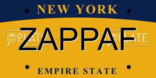 ZAPPAF New York License Plate