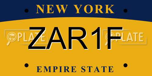 ZAR1F New York License Plate
