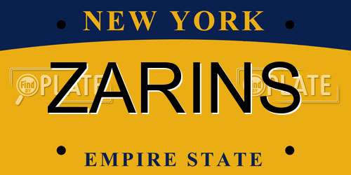 ZARINS New York License Plate