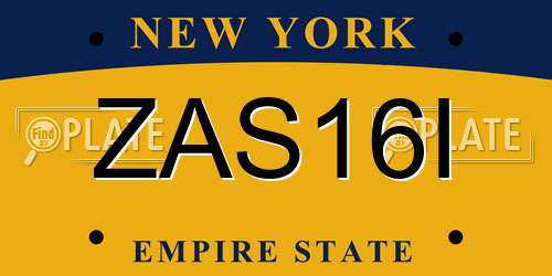 ZAS16I New York License Plate