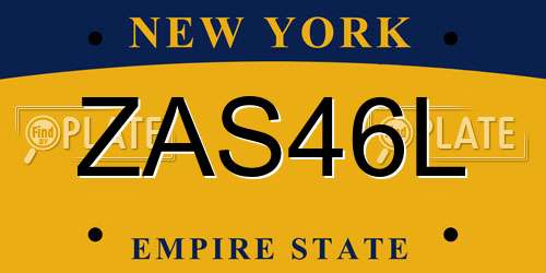 ZAS46L New York License Plate