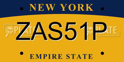 ZAS51P New York License Plate