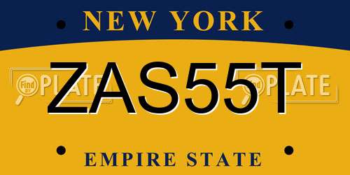 ZAS55T New York License Plate