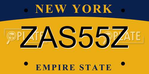 ZAS55Z New York License Plate