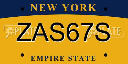 ZAS67S New York License Plate