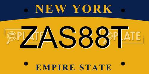 ZAS88T New York License Plate