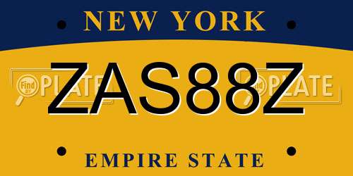 ZAS88Z New York License Plate