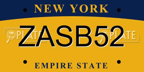 ZASB52 New York License Plate