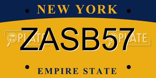 ZASB57 New York License Plate