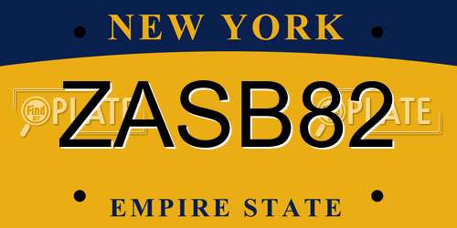 ZASB82 New York License Plate