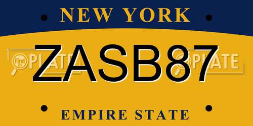 ZASB87 New York License Plate