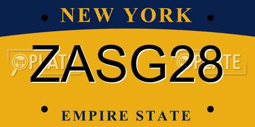 ZASG28 New York License Plate