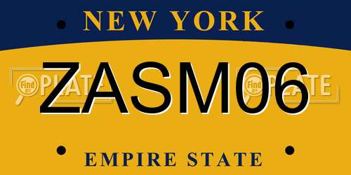 ZASM06 New York License Plate