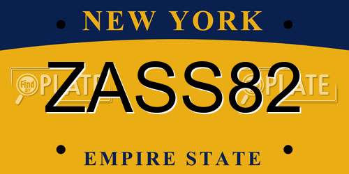 ZASS82 New York License Plate