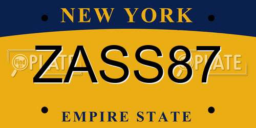 ZASS87 New York License Plate