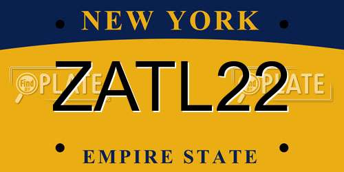 ZATL22 New York License Plate