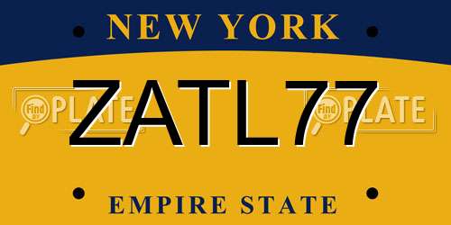 ZATL77 New York License Plate