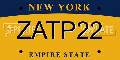 ZATP22 New York License Plate