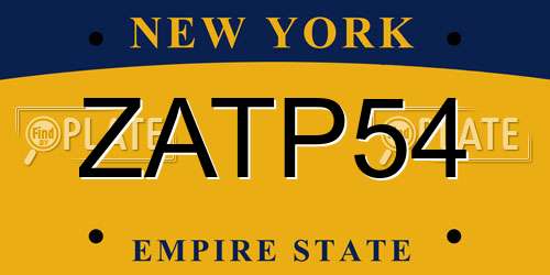 ZATP54 New York License Plate