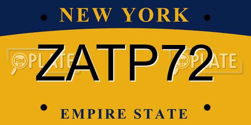 ZATP72 New York License Plate