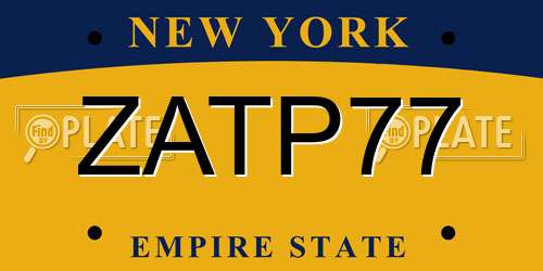 ZATP77 New York License Plate