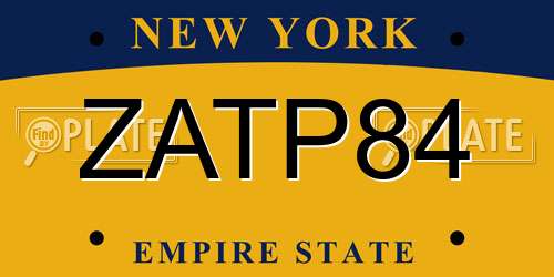 ZATP84 New York License Plate
