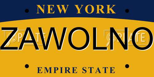 ZAWOLNO New York License Plate
