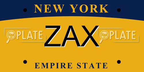 ZAX New York License Plate