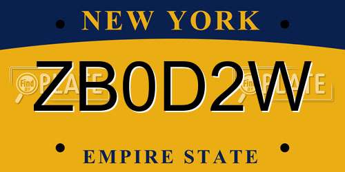 ZB0D2W New York License Plate