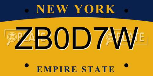 ZB0D7W New York License Plate