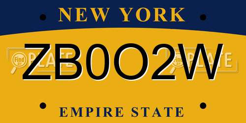 ZB0O2W New York License Plate