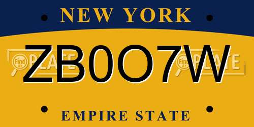 ZB0O7W New York License Plate