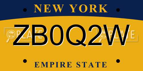 ZB0Q2W New York License Plate