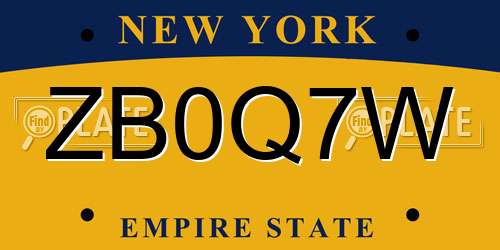 ZB0Q7W New York License Plate