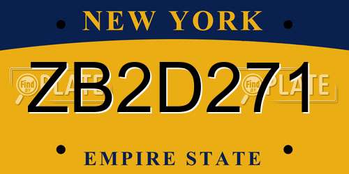 ZB2D271 New York License Plate