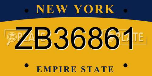 ZB36861 New York License Plate