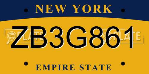 ZB3G861 New York License Plate