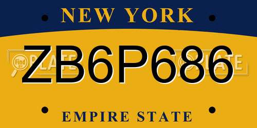 ZB6P686 New York License Plate