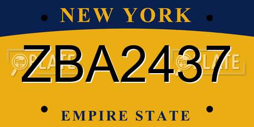 ZBA2437 New York License Plate