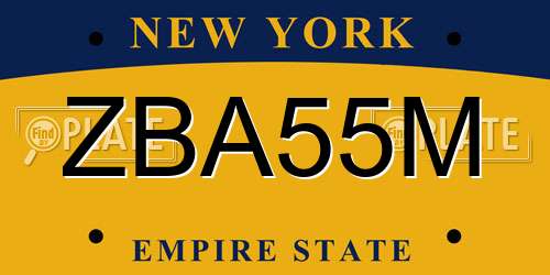 ZBA55M New York License Plate