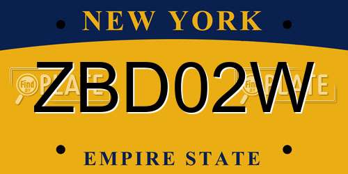ZBD02W New York License Plate