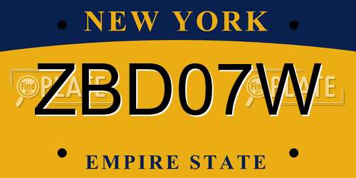 ZBD07W New York License Plate