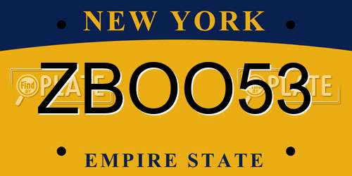 ZBOO53 New York License Plate