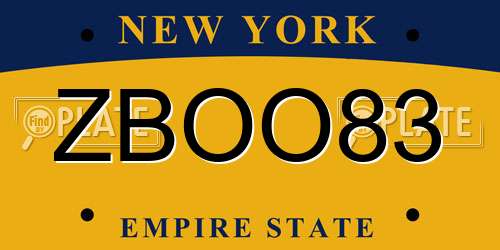 ZBOO83 New York License Plate