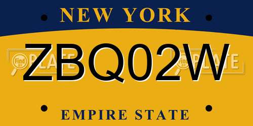 ZBQ02W New York License Plate