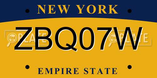 ZBQ07W New York License Plate