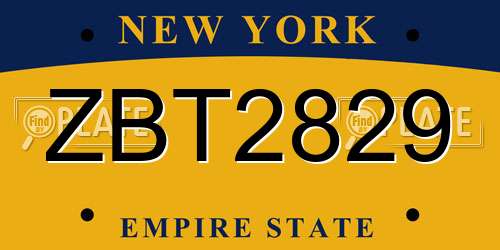 ZBT2829 New York License Plate