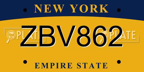 ZBV862 New York License Plate
