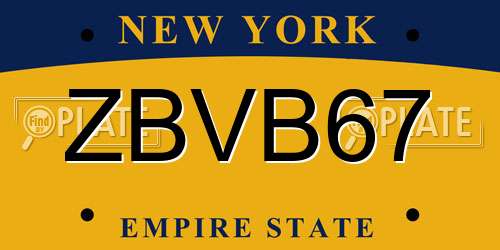 ZBVB67 New York License Plate
