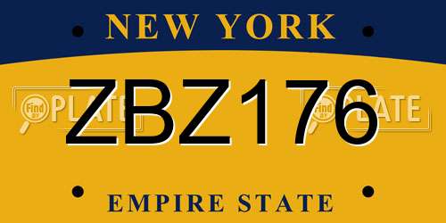 ZBZ176 New York License Plate